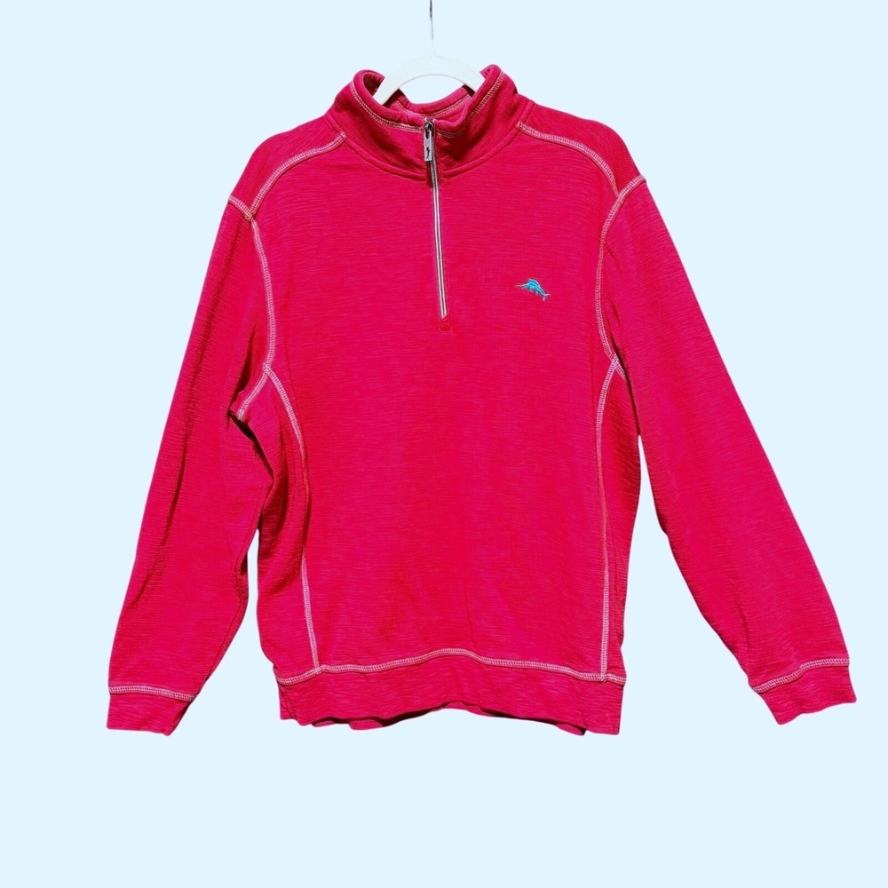 Tommy Bahama Nassau Half Zip Sweatshirt, Large, Red T214575